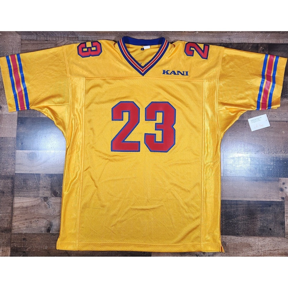 Vintage 90s Karl Kani Football Jersey Mens XL Yellow Sample #23 New NOS 2pac